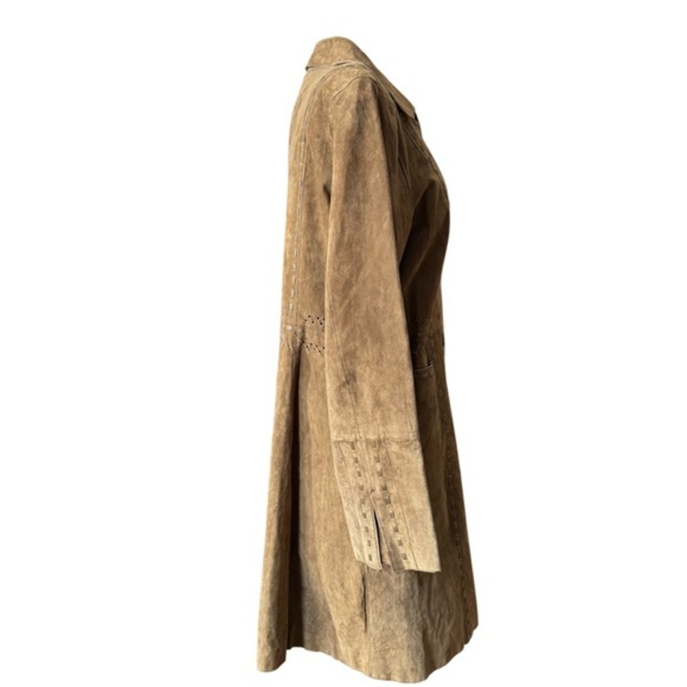 Bradley Bayou Medium Camel/Caramel Brown‎ Suede Leather Coat Cotton Lacing - Picture 4 of 10